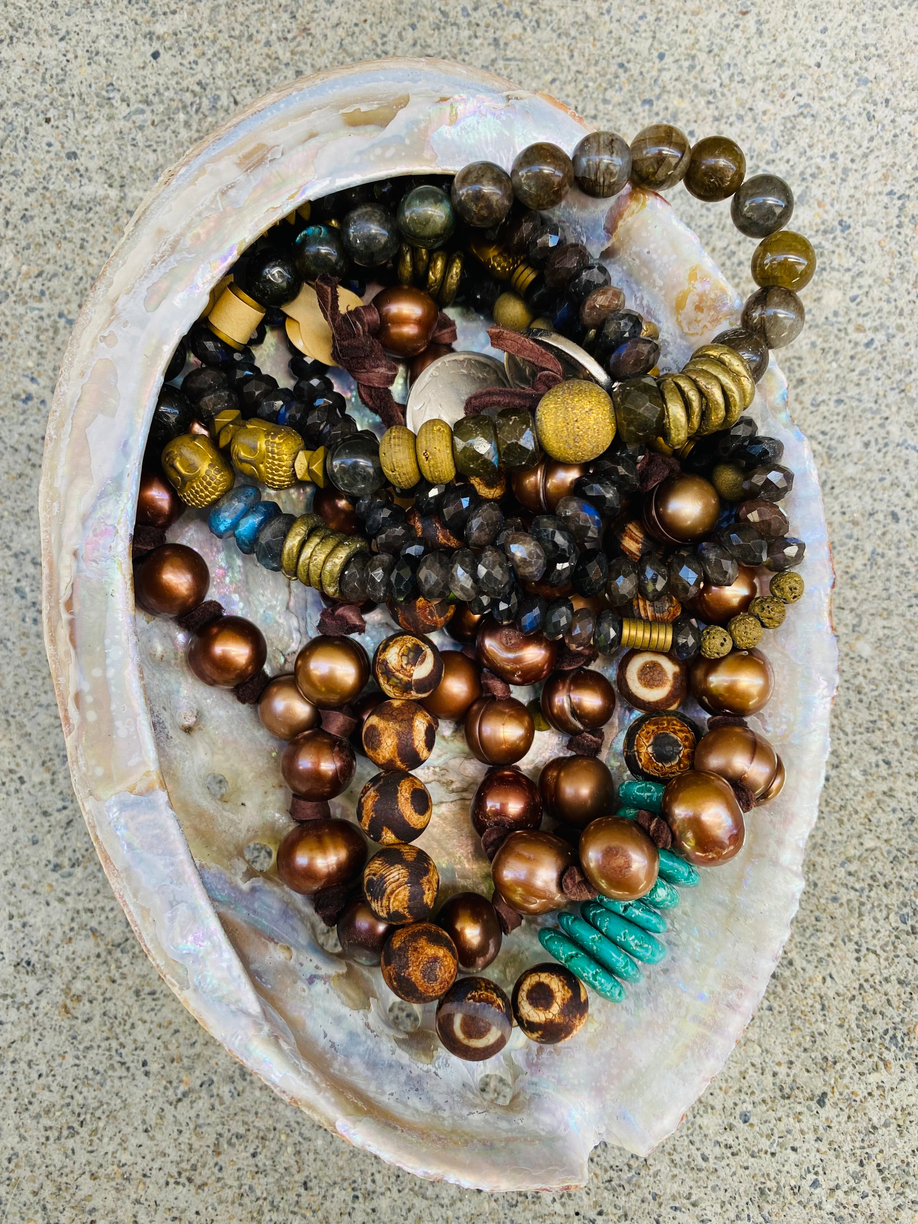 Brown Pearls and Labradorite bracelets