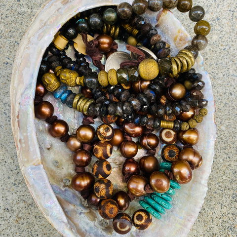 Brown Pearls and Labradorite  bracelets